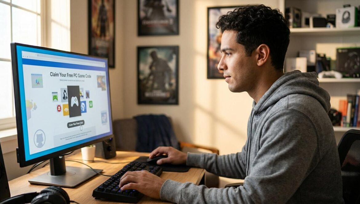 Amazon Prime: 14 juegos de PC gratis en diciembre y esta vez sí son tuyos Jugador joven frente al PC reclamando juegos de Amazon Prime en una habitación gamer.