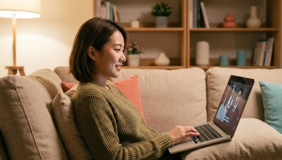 Pro Bono, el nuevo drama legal de tvN que cambia el héroe de despacho por abuelos y un perro Joven viendo un drama legal coreano en un portátil, sentado en el sofá de una sala de estar.