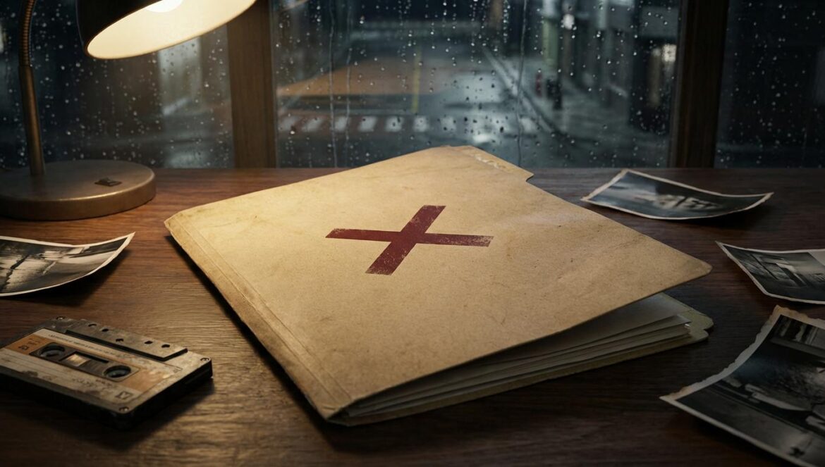 Reboot de Expediente X: por qué Ryan Coogler lo prioriza antes de Pantera Negra 3 Carpeta de investigación con una X sellada, entre una cinta y fotos, en una mesa con luz nocturna y lluvia en la ventana