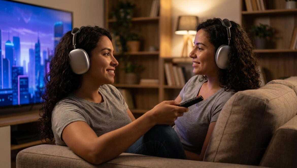 Resistencia en Prime Video: del gran batacazo en cines al fenómeno silencioso Joven viendo en el salón una película de ciencia ficción en la televisión, iluminada por la pantalla.