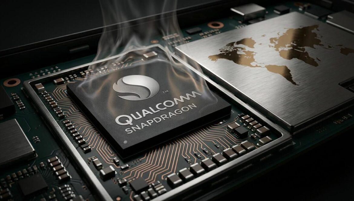 Xring 01: potencia de 3 nm y el miedo real no es Apple Primer plano de un chip sobre una placa de smartphone, con trazas de cobre y reflejo sutil de un mapa, luz tenue y ambiente técnico.