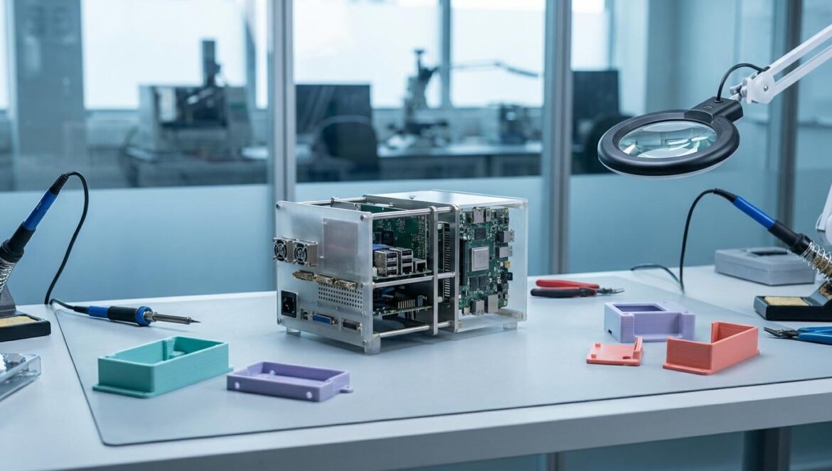 Anthropic mueve a Mike Krieger a Labs y manda un mensaje: ganar en IA ya no es solo escalar Prototipo tecnológico a medio montar sobre una mesa de laboratorio, con herramientas de soldadura y piezas impresas en 3D, luz fría y fondo desenfocado.