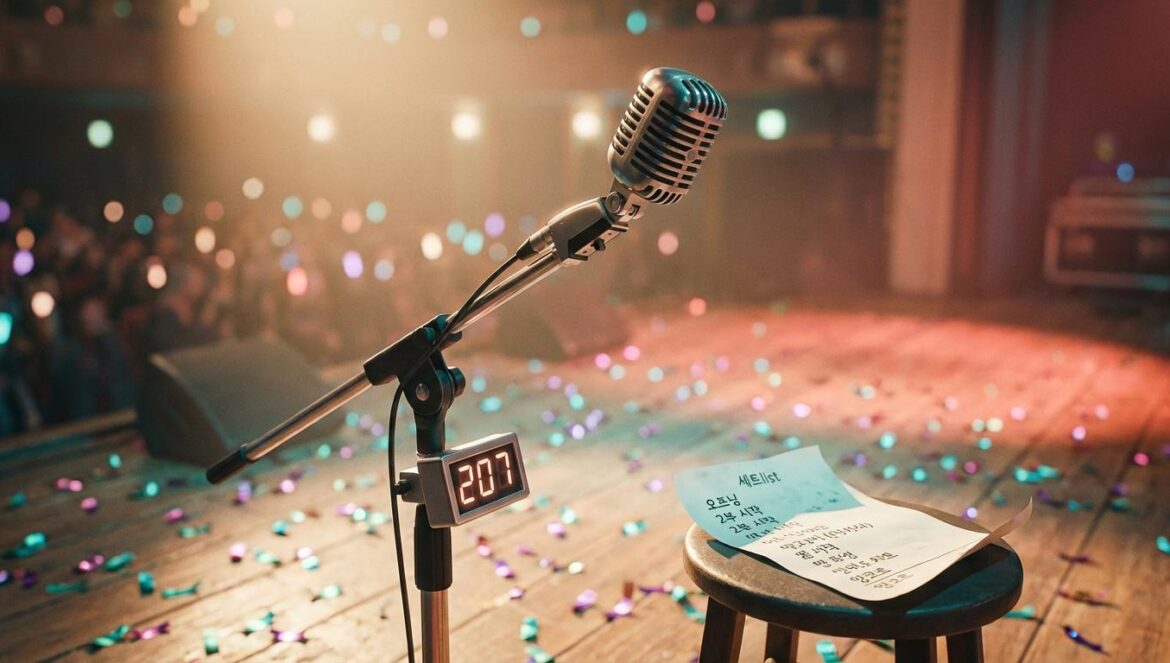Lee Suyeon cambia el foco en ‘The King of Active Singers 3’: liderazgo con lesión y un mini-concierto que no parecía trote Micrófono en un escenario con luces cálidas, un marcador con 207 puntos y un setlist en hangul sobre un taburete