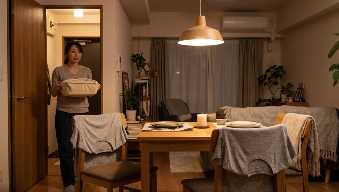 Love Me convierte una cita en casa en un “juicio” familiar: la escena que redefine su romance Comedor acogedor con mesa puesta y una mujer entrando con comida mientras una pareja se queda en tensión al fondo