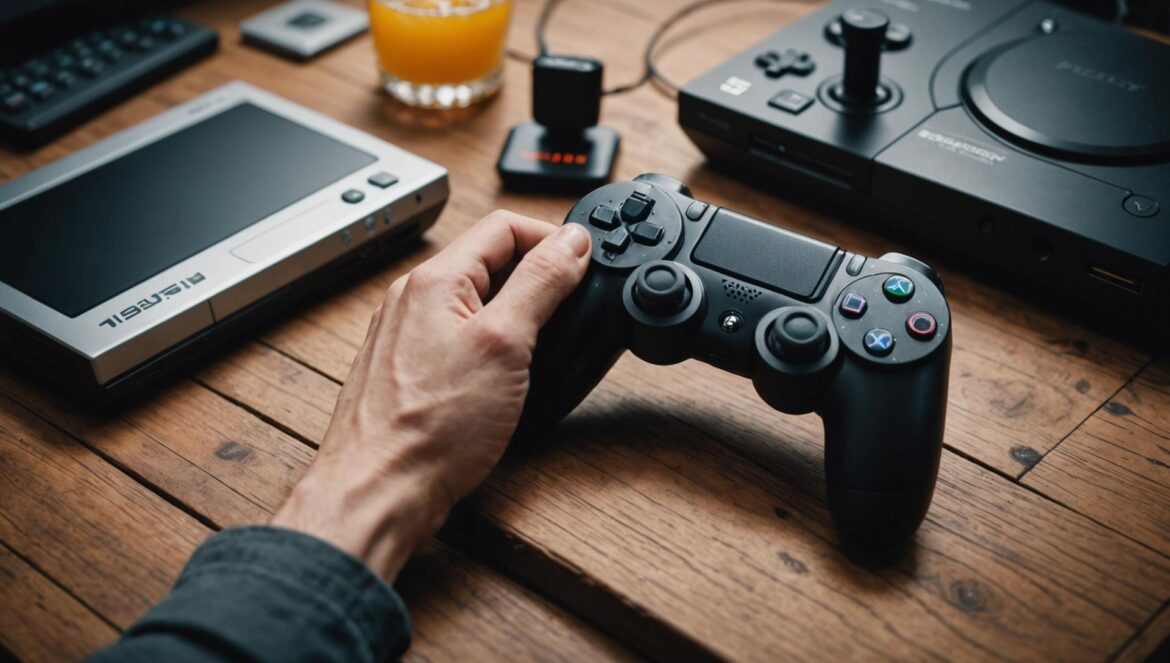 PlayStation Plus enero 2026: el trío que parece random, pero tiene truco Un mando de consola delante de una TV con un menú de suscripción mostrando tres juegos destacados, en un salón con luz cálida de tarde.