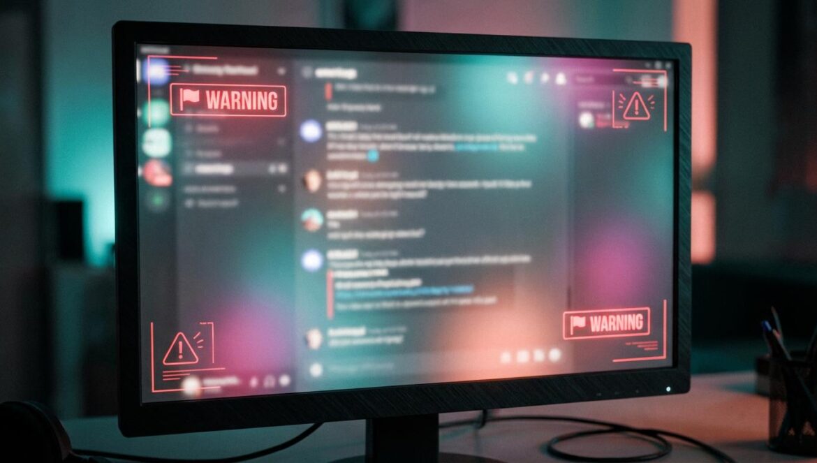 ChatGPT y Tumbler Ridge: el fallo de OpenAI ante el riesgo Pantalla de computadora mostrando una interfaz de chat con iconos de alerta rojos y advertencias digitales difuminadas en un entorno oscuro.