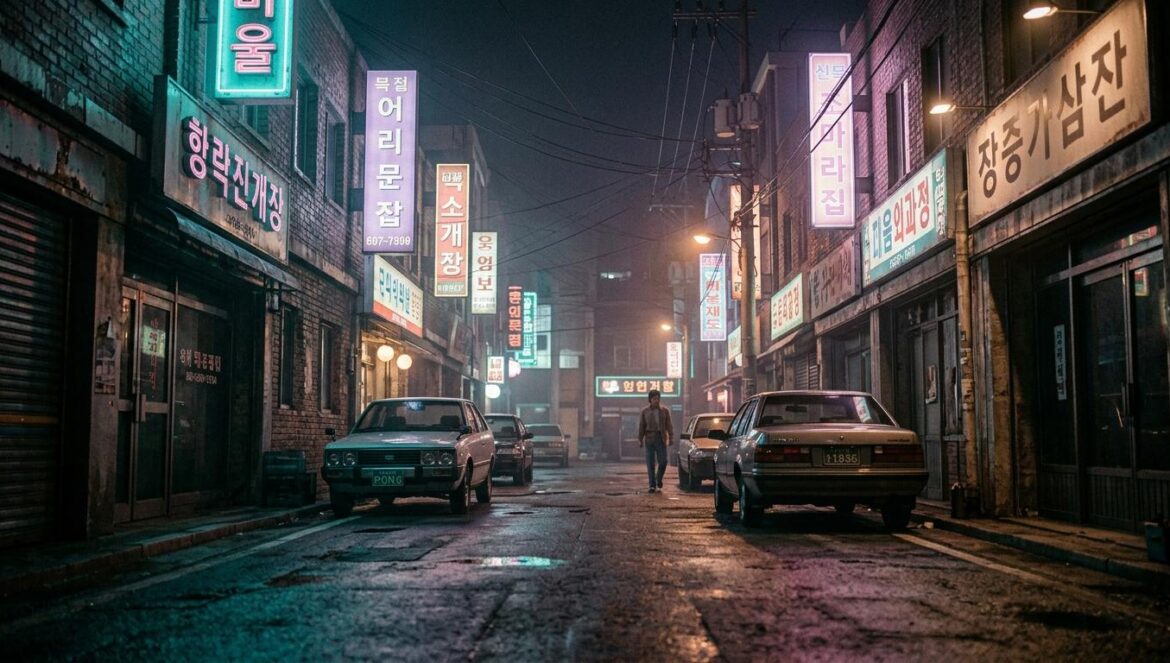 Born Guilty en Disney+: Park Seo Joon lidera el nuevo noir Callejón oscuro de Seúl en los años 80 con carteles de neón y ambiente de cine negro criminal.