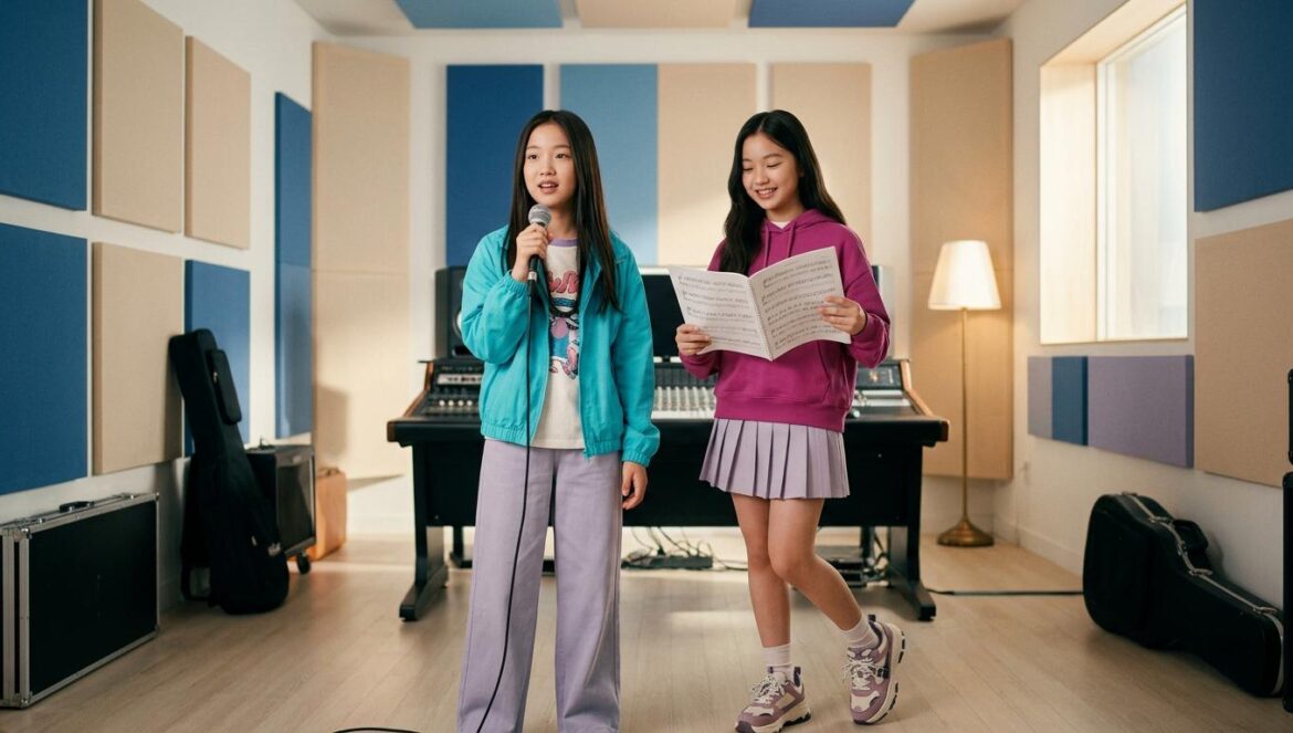 HoneyUny debuta: el salto de las pasarelas al K-pop Heo Eun-woo y Kim Ha-eun de HoneyUny en un estudio de grabación profesional durante el lanzamiento de su primer sencillo.