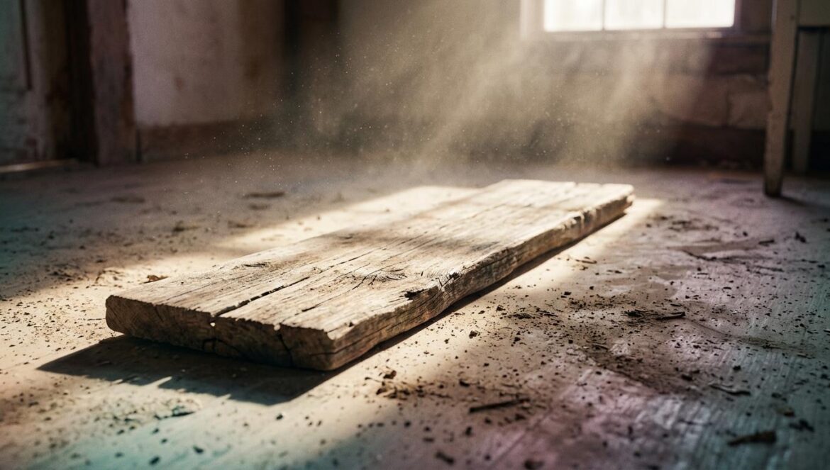 Fifties Professionals: Oh Jung Se y su regreso como agente Un tablón de madera rústico sobre un suelo polvoriento con iluminación dramática de una ventana.